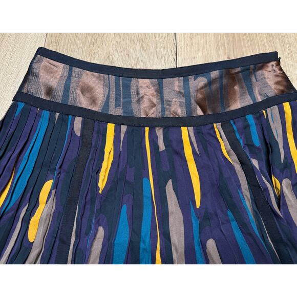 Diane von Furstenberg Multicolor Pleated Flowy Silk Mini Above The Knee Skirt - Picture 7 of 9
